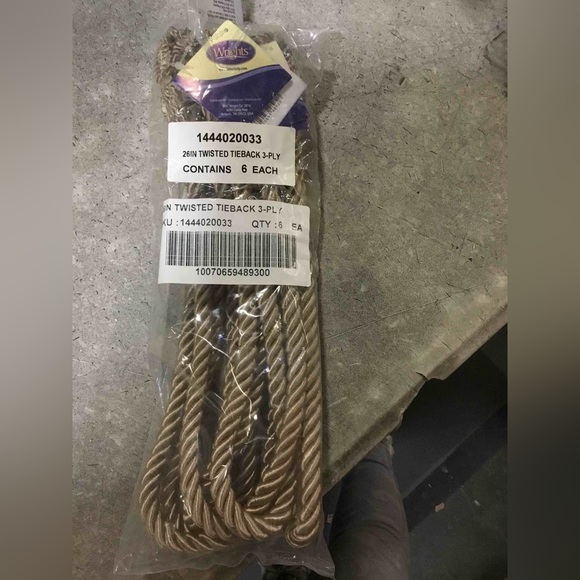 Wrights &reg; Allison 26" Twisted Tieback Taupe pack of 6 - Picture 2 of 3